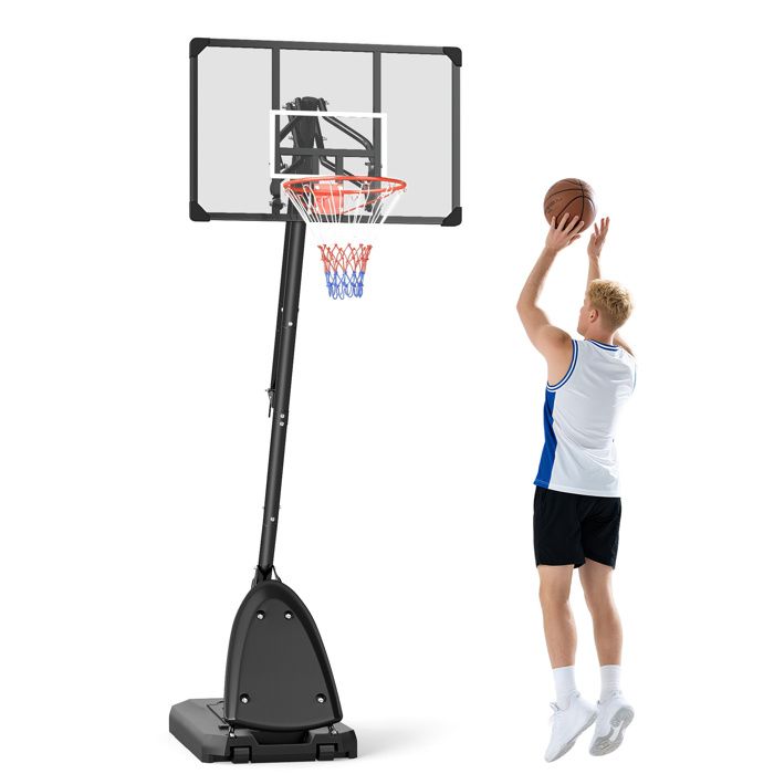 Panier de basket sur pied - SPORTNOW - hauteur réglable 236-293 cm - portable à roulettes - panneau arrière de 107 cm - noir