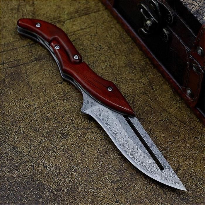 Couteau De Survie Pliant à Une Main - Lame 10 Cm En Acier 3CR13, Poignée ABS Noir