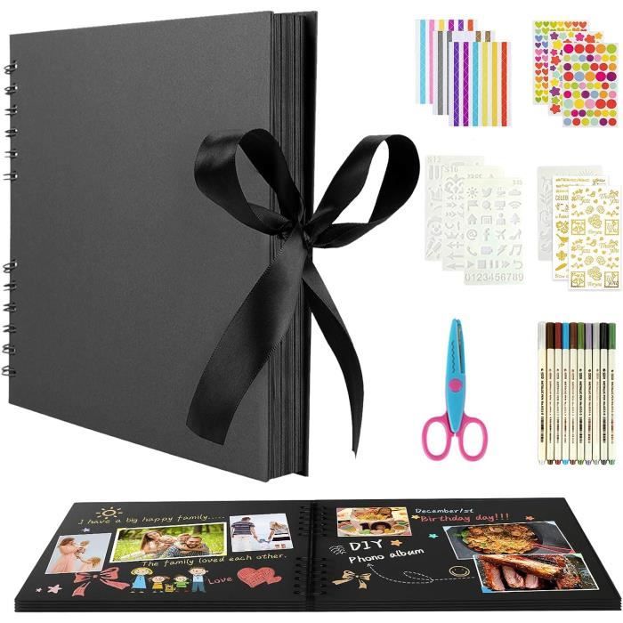 Grand Album Photo Adhésif Scrapbooking 40 Pages Lin Relié Livre Photo Diy Longueur 33 X Largeur