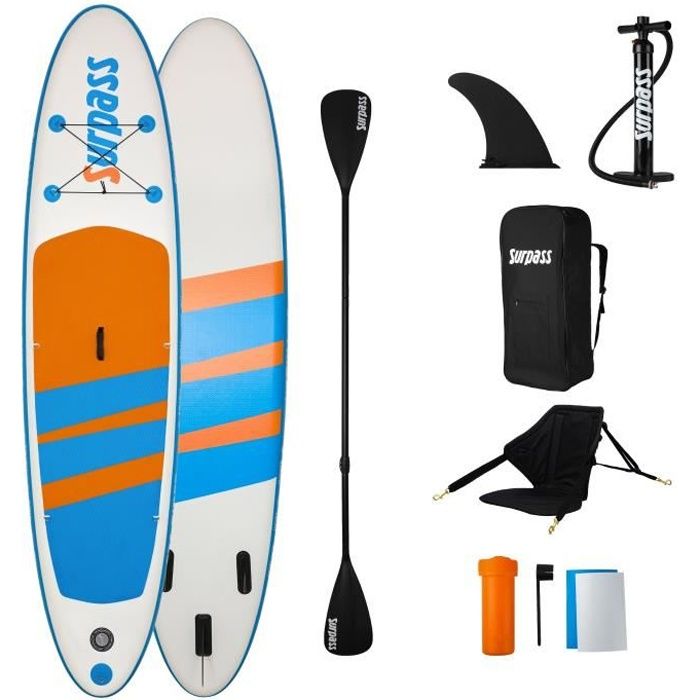 Surpass Kit Paddle Gonflable Sea Rider Kayak 320x76x15cm Avec Siege Kayak 115kg Max Cdiscount Sport