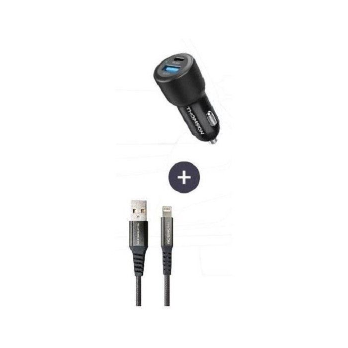 Chargeur voiture THOMSON Technologie GaN nouvelle génération totale 2 USB C PD + pd - vue 3