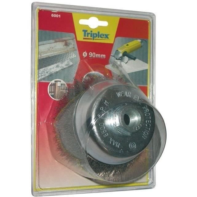 Brosse coupe - fils ondulés - axe : 14 mm - D: 90 mm