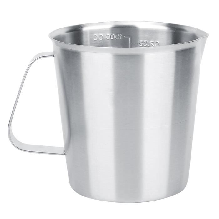 Tasse à Lait En Acier Inoxydable - Bec Verseur, Poignée Confortable - Pour Café, Vinaigrette, Sirop, Crème - Capacité Modérée