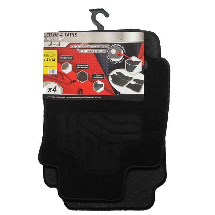 Tapis De Sol Moquette Noirs Pour Renault Clio S4 (2012-2019) - Série 4 - Neuf - W-Parts