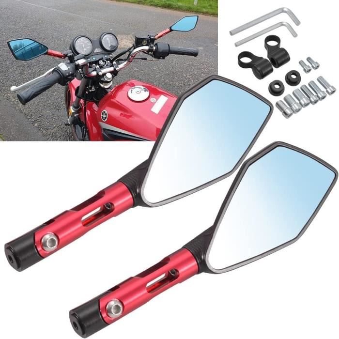 Rétroviseurs Moto - 2 Pièces - Design Modifié - Plusieurs Couleurs (Rouge, Noir, Bleu, Cuir Serpent) - Montage Universel