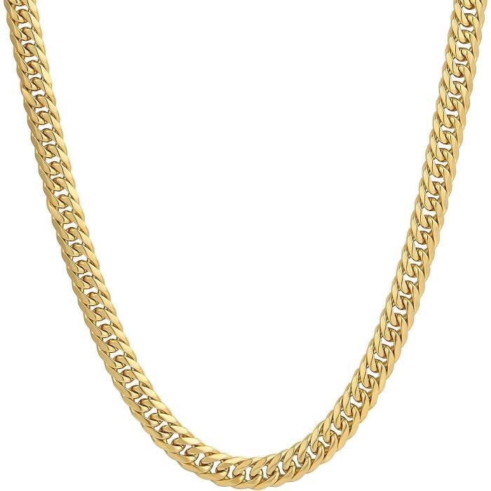 Collier Homme En Acier Inoxydable - Chaîne Argent 50 Cm - Style Hip-hop Cubain - Cadeau Masculin élégant