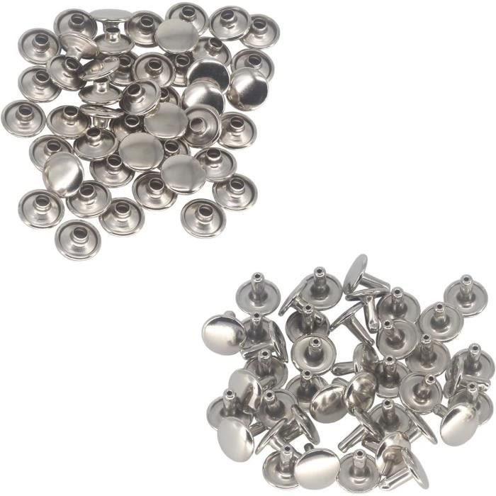 Rivets Tubulaires Métal - Lot De 200 - Acier Argenté - 6/8/10/12 Mm - Pour Cuir Et Artisanat