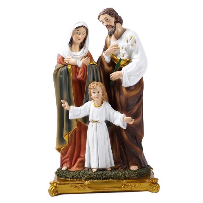 Sainte Famille Jésus Marie Joseph Statues Religieuses, Résine Figurine pour Église de Maison