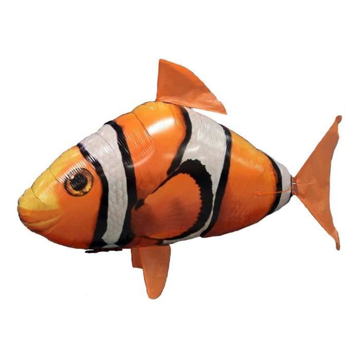 Requin Volant Télécommandé 145cm Ballon Gonflable RC - Poisson Clown Orange