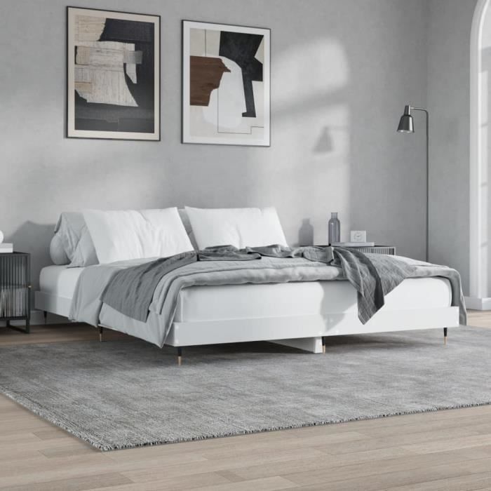 vidaXL Cadre de lit blanc 120x200 cm bois dingénierie 832149
