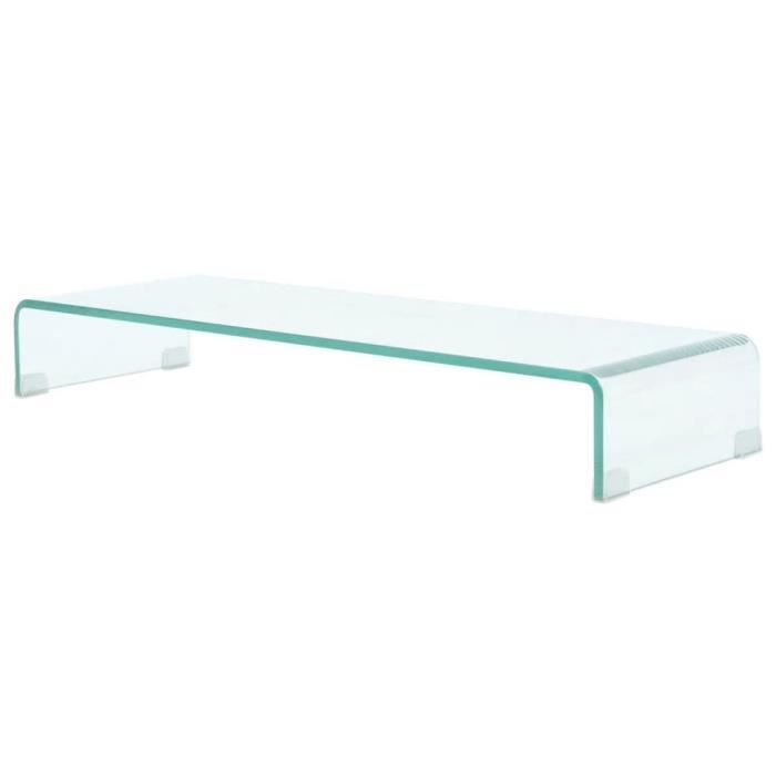 vidaXL Meuble TV / pour moniteur 90 x 30 x 13 cm Verre Transparent