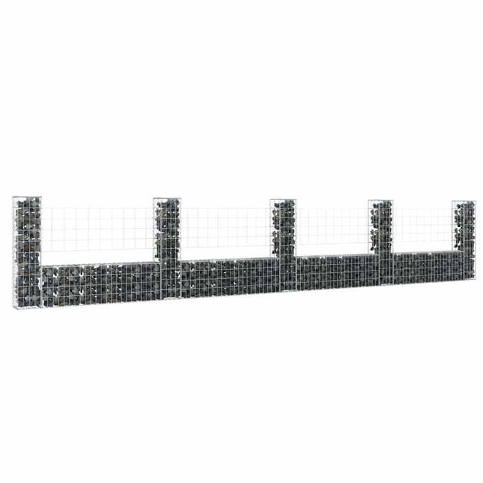 vidaXL Panier de Gabion en Forme de U avec 5 Poteaux Mur de Soutènement Barrière de Jardin Patio Projets de Jardinage 151278
