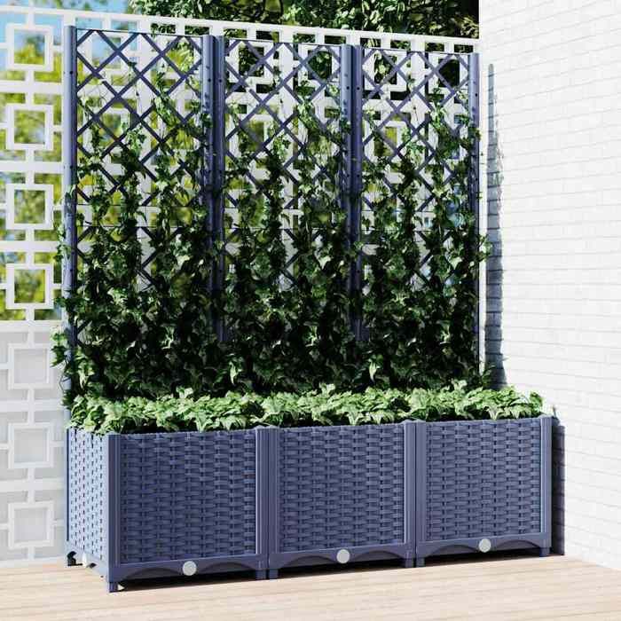 vidaXL Jardinière avec treillis 120x40x136 cm PP