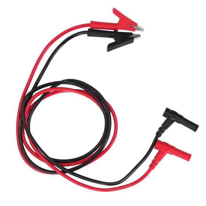 Lot De 2 Crochets De Test Pour Multimètre - Connecteurs Banane 4 Mm à Clip Alligator - Longueur Tige 62 Mm - Sécurité CAT 1000V - Rouge Et Noir
