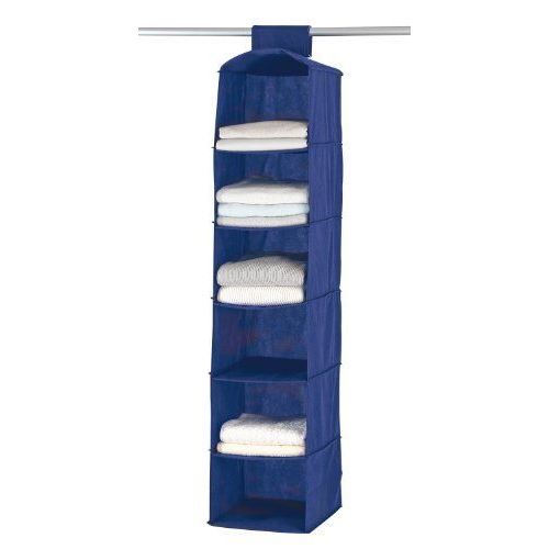etagère souple à suspendre - wenko - air - 6 étagères de rangement - bleu - tissu