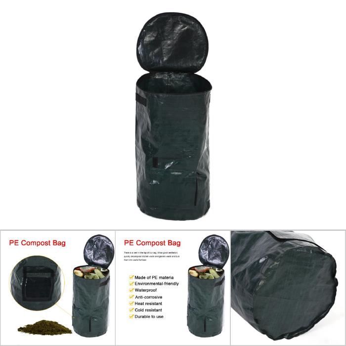 BSTCAR Sac Compost Organique Réutilisable Avec Poignées - 45 X 80 Cm - Vert Foncé - Composteur Jardin Écologique