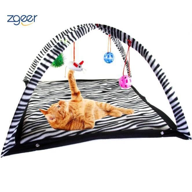 Tapis De Jeu Et D Activite Mobile Pour Chien Ou Chat Lit Rembourre Pour Animal Domestique Avec Jouets Suspendus Motif De Zebre Cdiscount