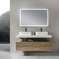 LuxuryBain - Meuble de salle de bain double vasque 140cm bois et effet marbre avec miroir led-1
