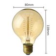 2 Pack E27 Edison Ampoule à Incandescence Vintage Globe Lampe Filament Rétro G80 40W 220V Blanc Chaud Idéal pour Décoration Luminair-1