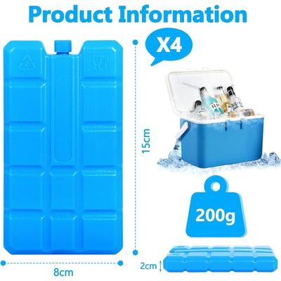BARAKYEG Lot De 4 Pains De Glace 200 G – 8x15x2 Cm, 12 H De Froid, Réutilisable, Pour Glacière Et Sac Isotherme