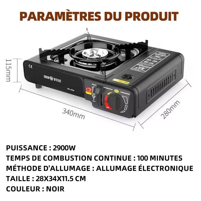 Tête De Réchaud De Camping En Acier Avec Poignée - Pour Gaz Liquéfié, Facile à Transporter