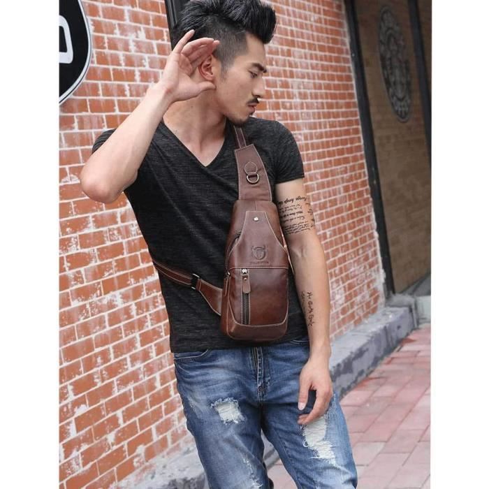 Sac bandoulière on sale homme cuir marron
