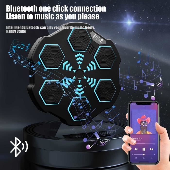 Boîte De Frappe Musicale Murale Bluetooth - Machine D'entraîement De Boxe Interactive Avec Lumières LED Pour Adultes Et Enfants