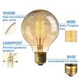 2 Pack E27 Edison Ampoule à Incandescence Vintage Globe Lampe Filament Rétro G80 40W 220V Blanc Chaud Idéal pour Décoration Luminair-2