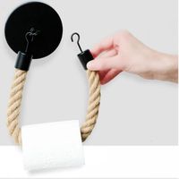 Porte-rouleau Papier Toilette En Corde De Jute à Ventouse - Style Vintage, Design Rustique - Accessoire Salle De Bain Déco Et Pratique - Support Papier Toilette Ou Serviettes
