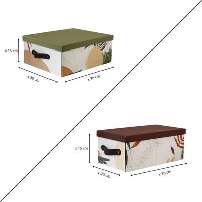 Lot De 2 Boîtes De Rangement Carton - 53x33x32 Cm Avec Poignées
