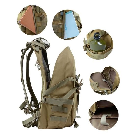 Sac à Dos Tactique Militaire 25L Imperméable – Rando, Camping, Voyage – Homme, Noir/kaki/vert/camo