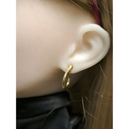Boucles D'oreilles Créoles Plaqué Or Motif Serpent à 3 Rangs - Marque Tata Gisèle, Neuf Avec étiquettes