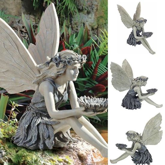 Statue de fée de tournesol, Sculpture en résine de mangeoire d'oiseaux d' ornement de jardin, décoration de jardin de pelouse - Cdiscount Jardin