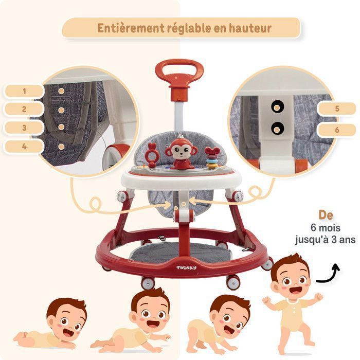 B.LIVEM Trotteur Bebe avec Ensemble de Jeu et Tapis de Sol - Aide à la Marche Robuste avec 4 B.LIVEM Trotteur Bebe avec Ensemble de Jeu et Tapis de Sol - Aide à la Marche Robuste avec 4
