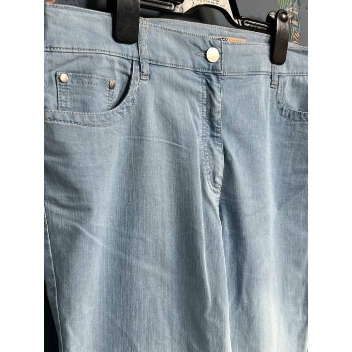 Jean Femme Zerres Taille 38 - Coupe Slim Regular, Délavé Brut Bleu Et Blanc, Occasion Très Bon état