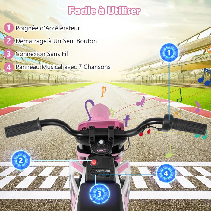 Moto Électrique 12V avec Roues d'Entraînement Amovibles Suspension à Ressorts Musique et Connexion sans Fil pour 3-8 Ans Rouge Moto Électrique 12V avec Roues d'Entraînement Amovibles Suspension à Ressorts Musique et Connexion sans Fil pour 3-8 Ans Rouge