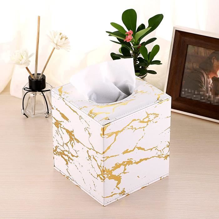Boîte à papier de soie en cuir synthétique pour la maison, le bureau, la  maison, le bureau, la boîte à serviettes (marbre [17] - Cdiscount Maison