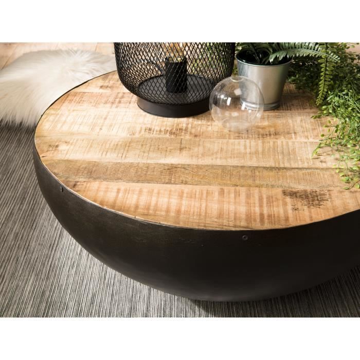 Table basse demi sphère en bois