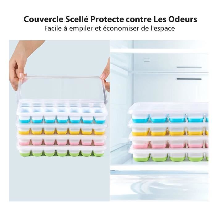 Lot de 6 Bacs à Glaçons avec Couvercle, Moule à Glaçons en Silicone sans BPA Certifié LFGB, Empilable Glaçons Plaque Carré Ice Cube Tray pour Nourri | Leroy Merlin