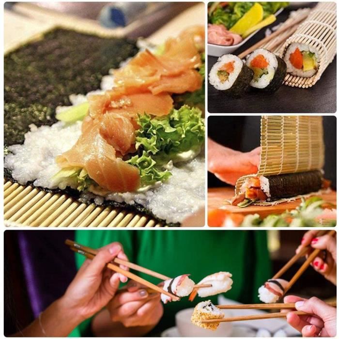 Natte Sushi, Tapis Sushi, Natte Bambou Pour Sushi, Tapis Sushi Bambou,  Bambou Sushi DIY Kit , Tapis Bambou, Tapis de Cuisine en ,10 - Cdiscount  Maison