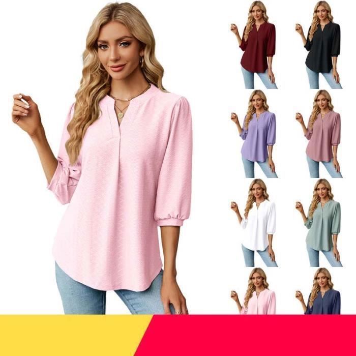 Blouse Manches Courtes Rose Saumon Femme | Cache Cache