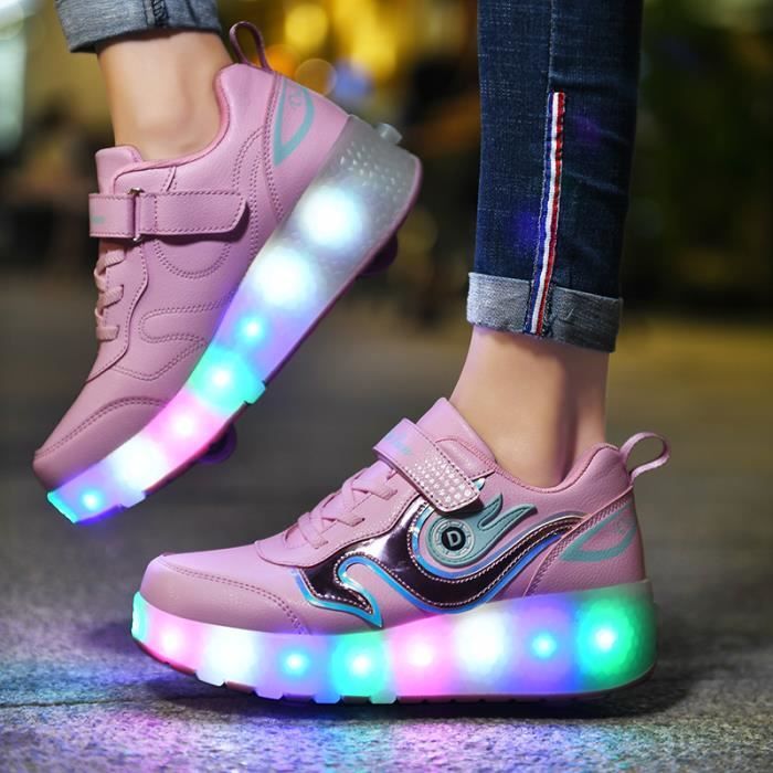 Chaussures Roller LED Lumineuse À Roulettes Baskrt Enfants Skateshoes USB  Charge - Rose - Fille - Scratch - Plat - Achat / Vente Chaussures Roller  LED Lumineuse À Roulettes Baskrt Enfants Skateshoes