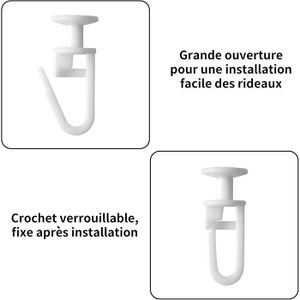 Rideau Rail Crochets à Rideaux En Plastique, 60 Pcs Glisseurs De Rail Coulissant Crochet Rideau