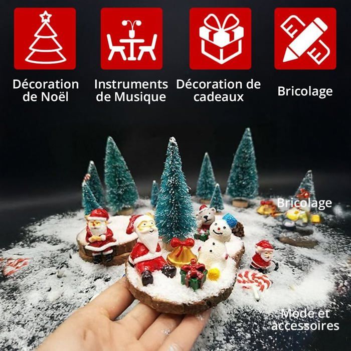 Arbres Sisal Base Bois Mini Sapins De Noël En Sisal Neigeux - Lot De 8 Arbres Décoratifs Avec Base En Bois Décoration Hiver Miniature