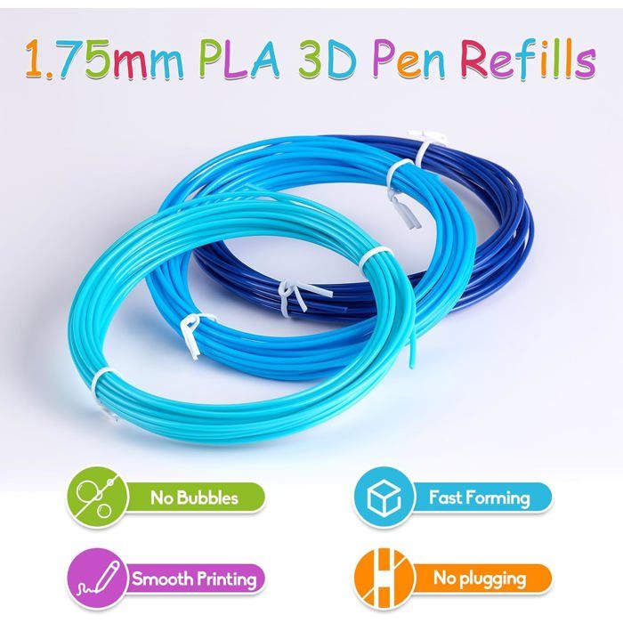 Filament PLA pour stylo 3D - DOK - 40 couleurs - 1,75 mm - 120 mètres ...