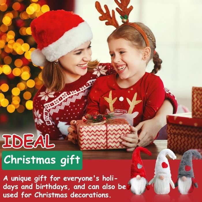Lot De 2 Grandes Figurines Lutins De Noël O-Kinee – Décoration De Noël En Tissu Et Plastique