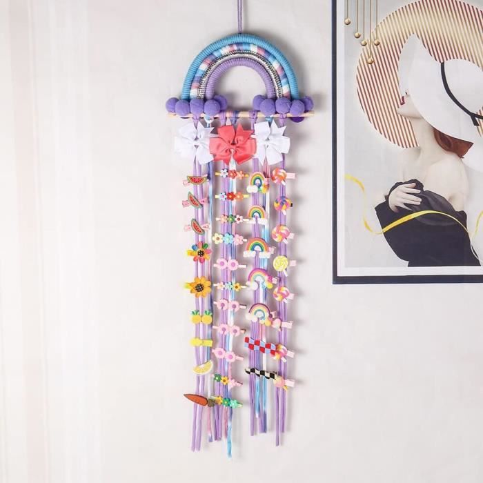 Organisateur Mural Barrette à Cheveux - 2 Pièces Nuage & Arc-en-Ciel - Rangement Fille