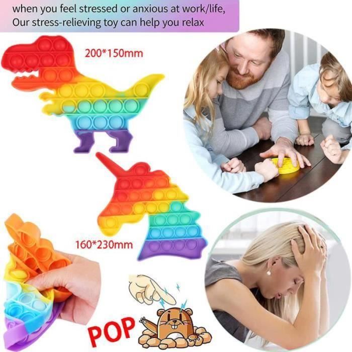 Cuackamily - Lot De 2 Pop Fidget En Silicone – Formes Arc-en-ciel Et Montgolfière, Anti-stress, Sensoriel, Pour Enfants Et Adultes