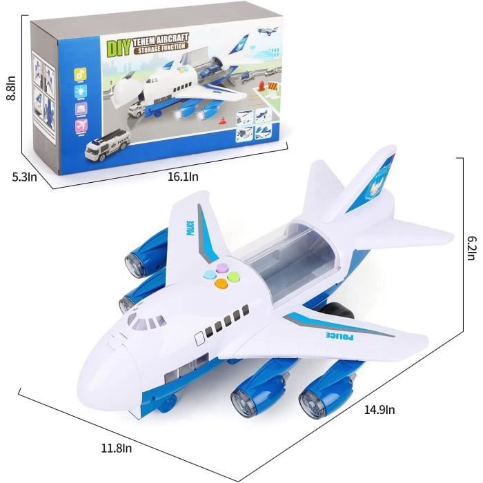 Jouet Construction Transport Jouet 19-en-1 Avion Transporteur Avec Véhicules - Cadeau Enfant 3 Ans Et Plus Voiture Enfant 4 Ans