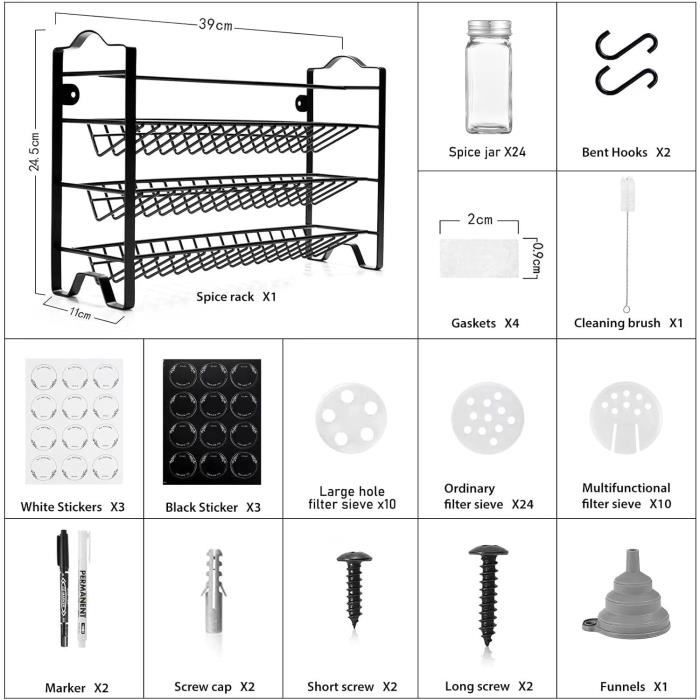 Étagère à épices - [MARQUE] - [Modèle] - 6 Pots à épices Vides